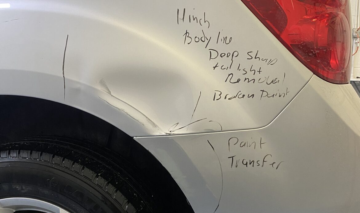 Equinox dent before repair
